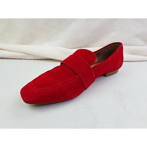 Halogen Size 10M Womens Red Suede Leather Slip On Loafers - Picture 1 of 11
